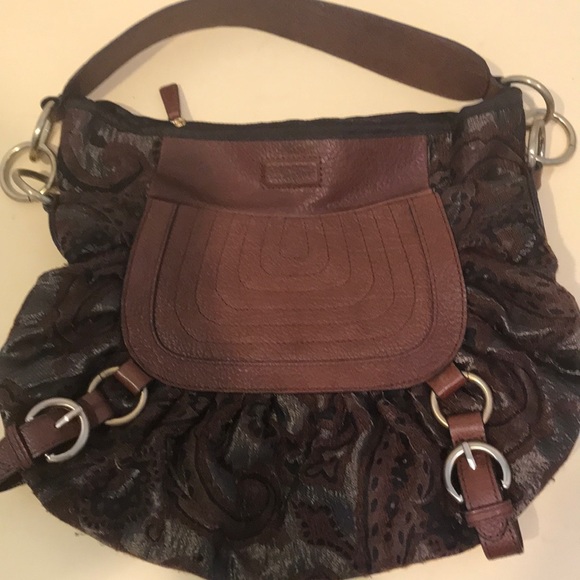 ADRIENNE VITTADINI BROWN LEATHER AND Nylon purse - Picture 2 of 8